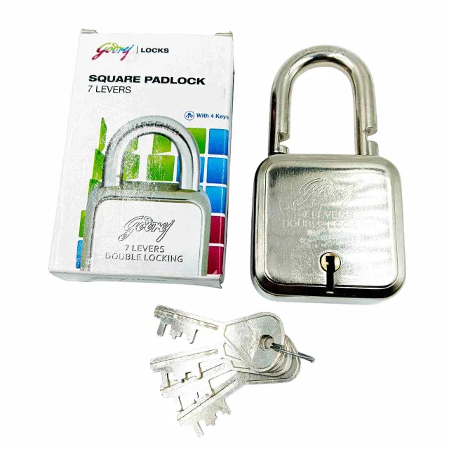 Godrej square padlock 8153 stainless steel body 4keys (65mm)1 year warranty (1351)