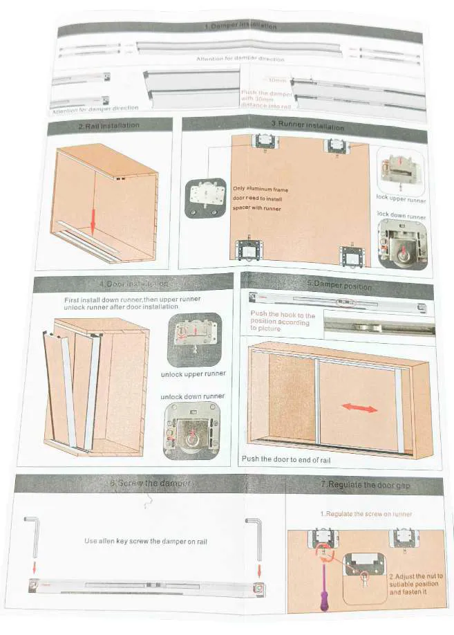Full set Sliding wardrobe double slim track for 2doors 6,8,12 feet with 8pcs wheel and 4pc soft closer 1 year warrenty (1376)