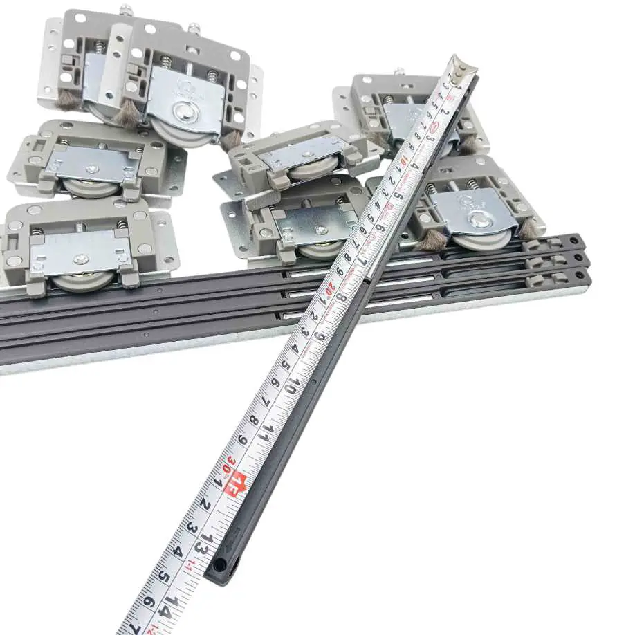 Full set Sliding wardrobe double slim track for 2doors 6,8,12 feet with 8pcs wheel and 4pc soft closer 1 year warrenty (1376)