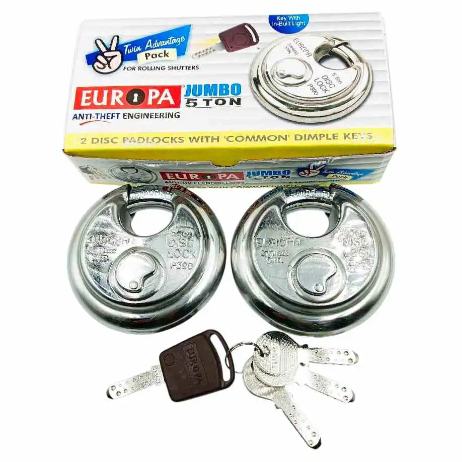 Europa round shutter padlocks P390sstw 2 disc padlocks with common dimple keys( set of 2pc) (1384)