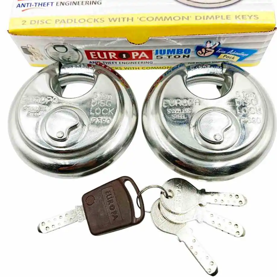 Europa round shutter padlocks P390sstw 2 disc padlocks with common dimple keys( set of 2pc) (1384)