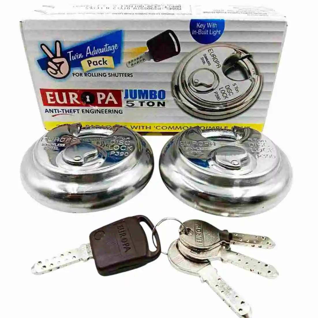 Europa round shutter padlocks P390sstw 2 disc padlocks with common dimple keys( set of 2pc) (1384)