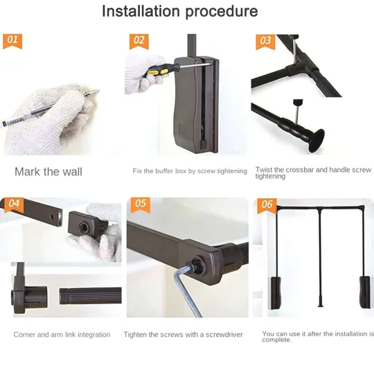 Wardrobe Pull Down hanger softclose grey finish Cloth Lifter for Bedroom Hanger Width 830-1150mm adjustable (1219)