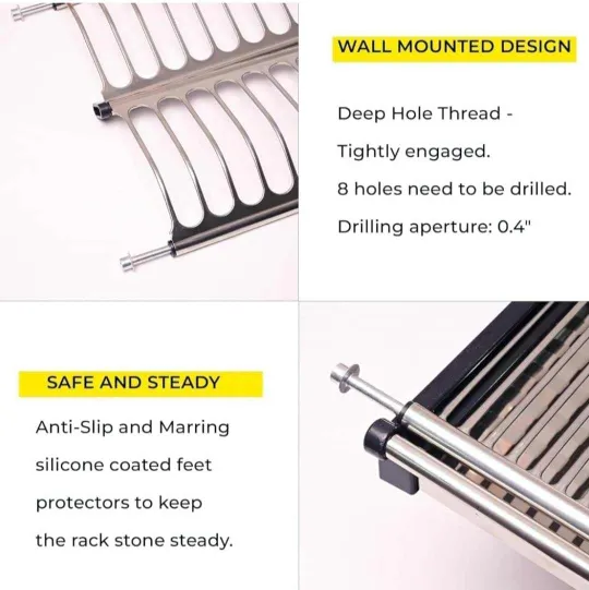  Folding GTPT Dish Plate Rack Drainer tray for Kitchen Stainless Steel full set 600mm,700mm,800mm,900mm 5 years guareenty (2765)