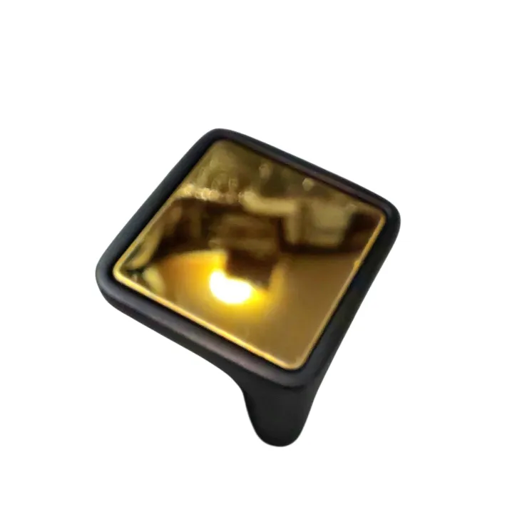 Drawer knob cabinet pulls mirror gold with black 25mm (1") square D-235 (1580)