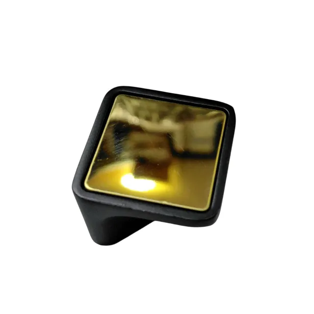 Drawer knob cabinet pulls mirror gold with black 25mm (1") square D-235 (1580)
