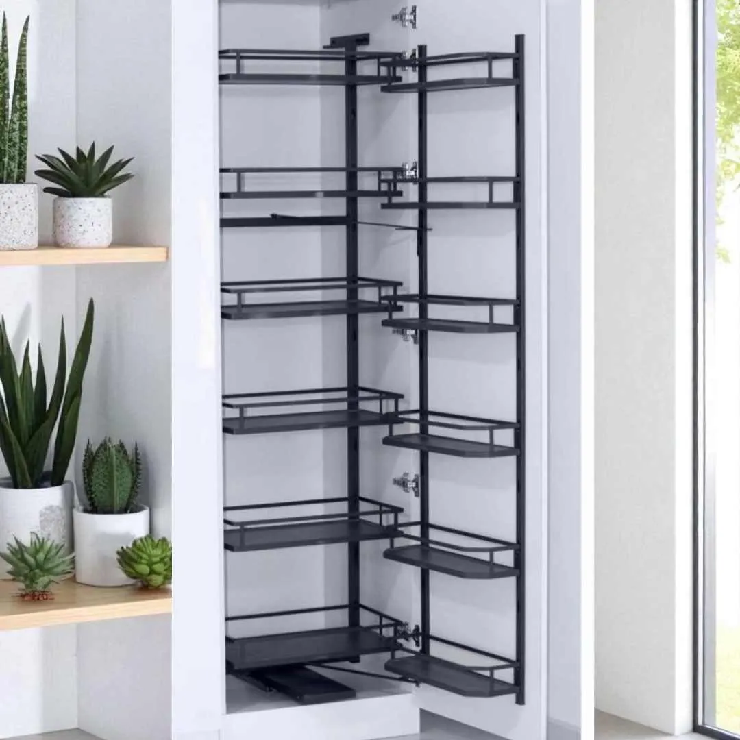 Pantry tall Unit Storage System grey flatline sheet base 6ft softclose (Cabinet Width 450mm 12 Baskets) premium 5 years warrenty (2788)
