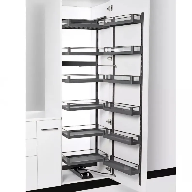 Glass Pantry tall Unit Storage System grey sheet base 6ft softclose (Cabinet Width 600mm 12 Baskets) premium 5 years warrenty (2791)