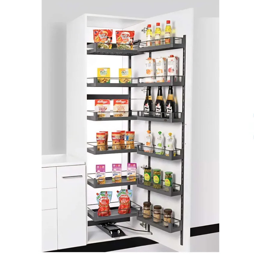 Glass Pantry tall Unit Storage System grey sheet base 6ft softclose (Cabinet Width 600mm 12 Baskets) premium 5 years warrenty (2791)