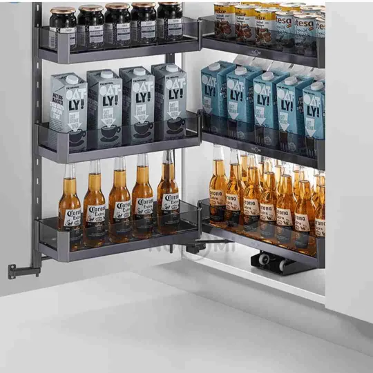 Glass Pantry tall Unit Storage System grey sheet base 6ft softclose (Cabinet Width 600mm 12 Baskets) premium 5 years warrenty (2791)