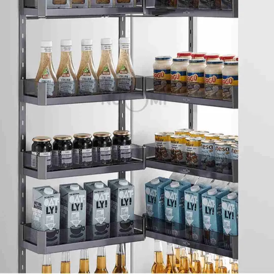 Glass Pantry tall Unit Storage System grey sheet base 6ft softclose (Cabinet Width 600mm 12 Baskets) premium 5 years warrenty (2791)