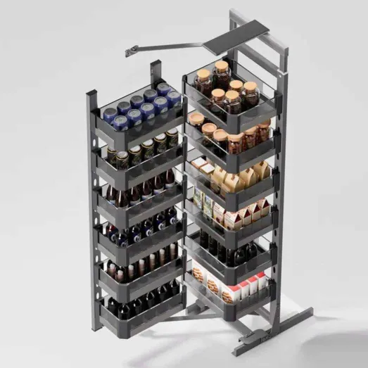 Glass Pantry tall Unit Storage System grey sheet base 6ft softclose (Cabinet Width 600mm 12 Baskets) premium 5 years warrenty (2791)