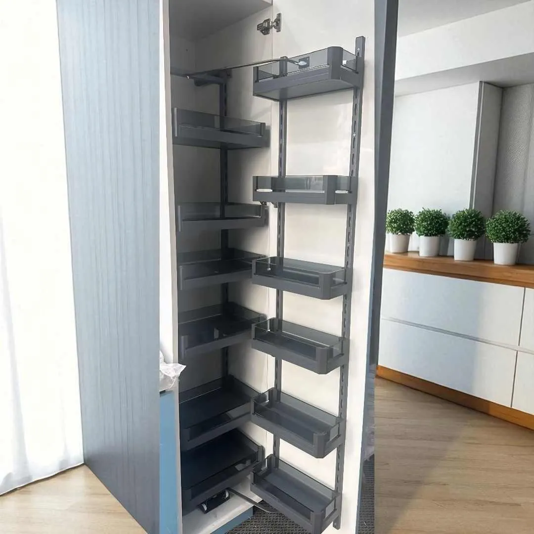 Glass Pantry tall Unit Storage System grey sheet base 6ft softclose (Cabinet Width 600mm 12 Baskets) premium 5 years warrenty (2791)
