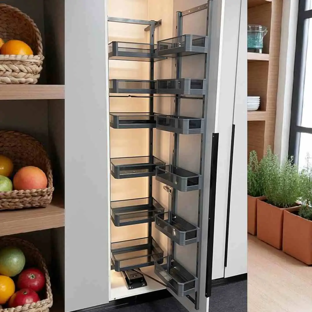 Glass Pantry tall Unit Storage System grey sheet base 6ft softclose (Cabinet Width 600mm 12 Baskets) premium 5 years warrenty (2791)