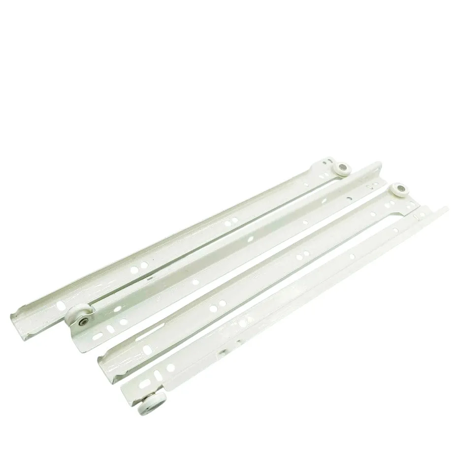 Bottom mounting drawer slides white/ivory drawer channel roller wheel medium 12",14",16",18",20" regular (1681)