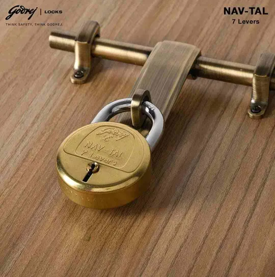 Brass padlock godrej NAVTAL 7lever 7169 4keys 1 year warrenty (1519)