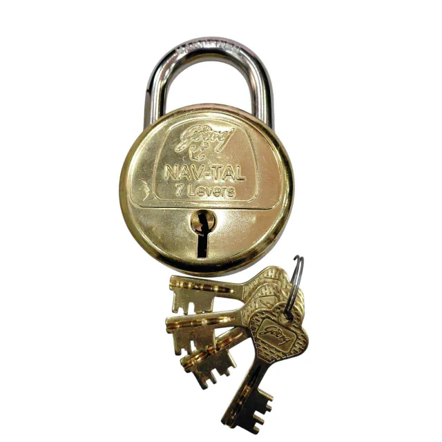 Brass padlock godrej NAVTAL 7lever 7169 4keys 1 year warrenty (1519)