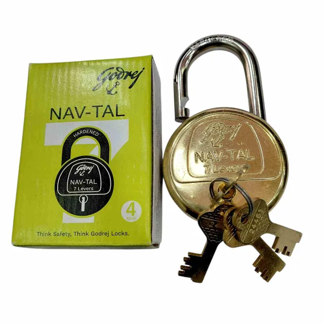 Brass padlock godrej NAVTAL 7lever 7169 4keys 1 year warrenty (1519)