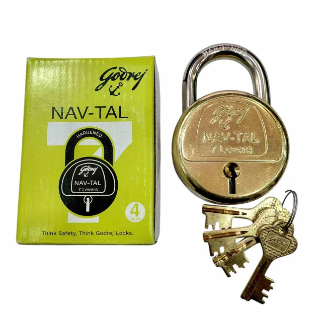 Brass padlock godrej NAVTAL 7lever 7169 4keys 1 year warrenty (1519)