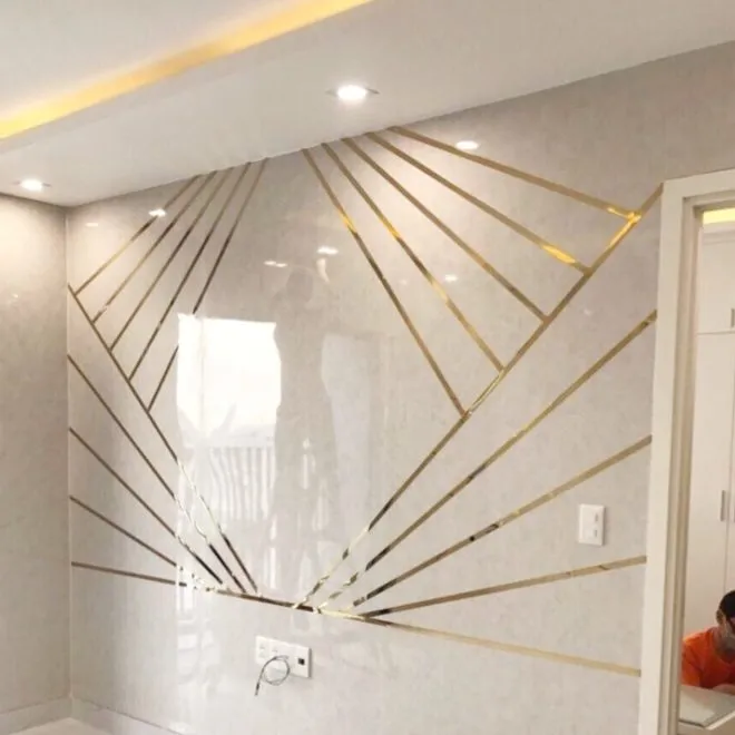 Self adhevise flat strip pvd gold 8mm to 50mm width 5mtr roll (16feet length) flat patti for decoration furniture highlighters (1275)