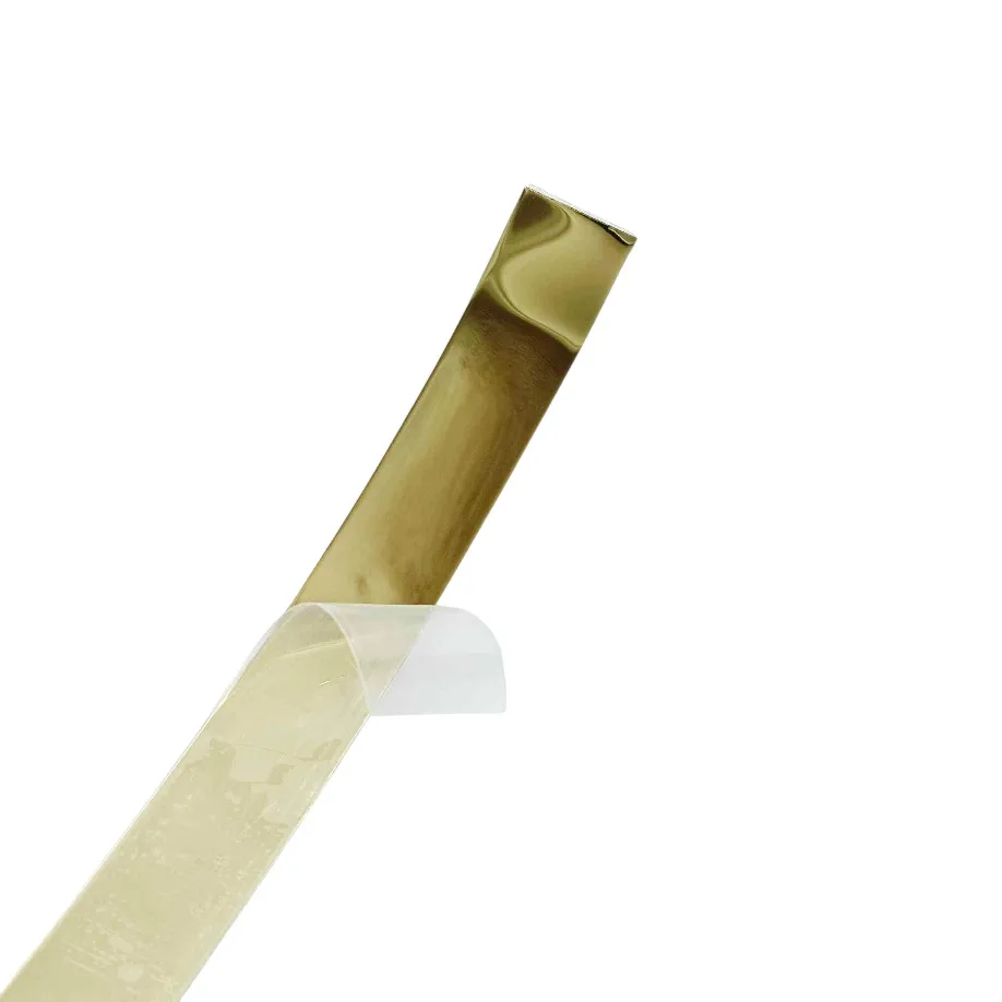 Self adhevise flat strip pvd gold 8mm to 50mm width 5mtr roll (16feet length) flat patti for decoration furniture highlighters (1275)