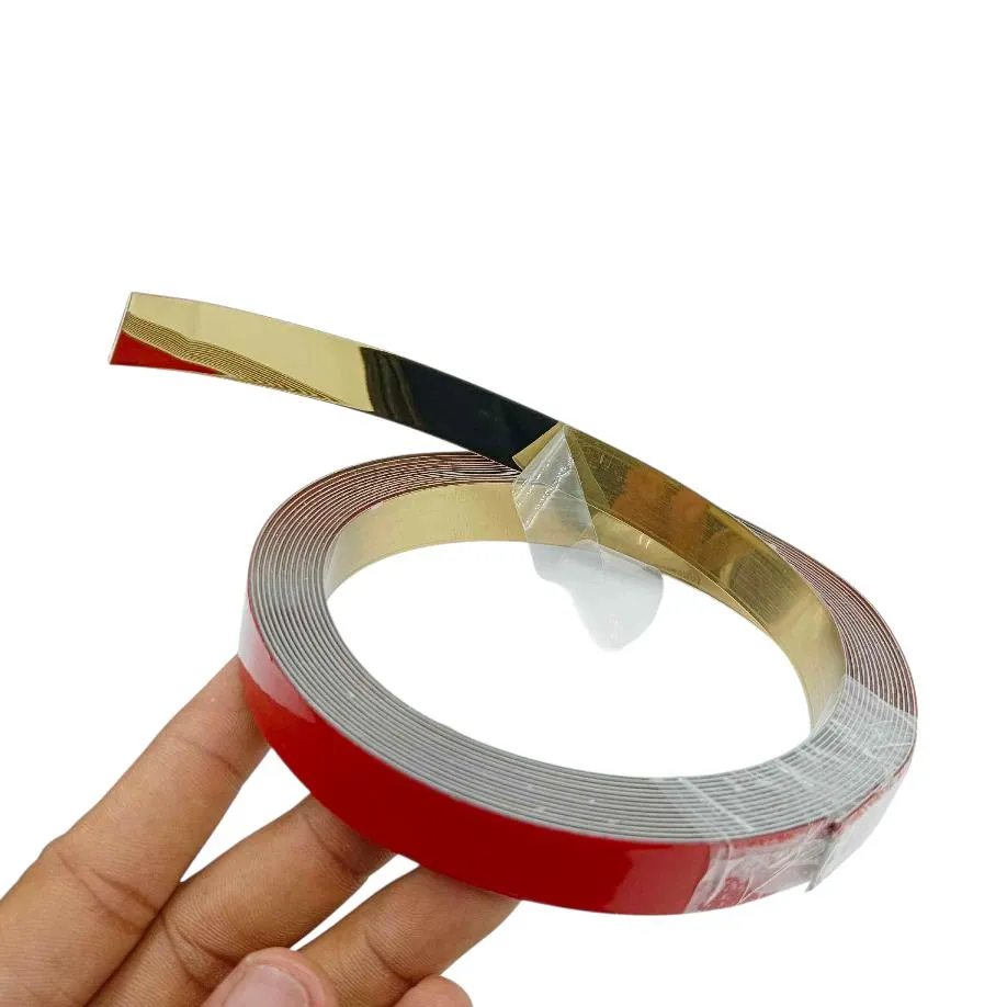 Self adhevise flat strip pvd gold 8mm to 50mm width 5mtr roll (16feet length) flat patti for decoration furniture highlighters (1275)