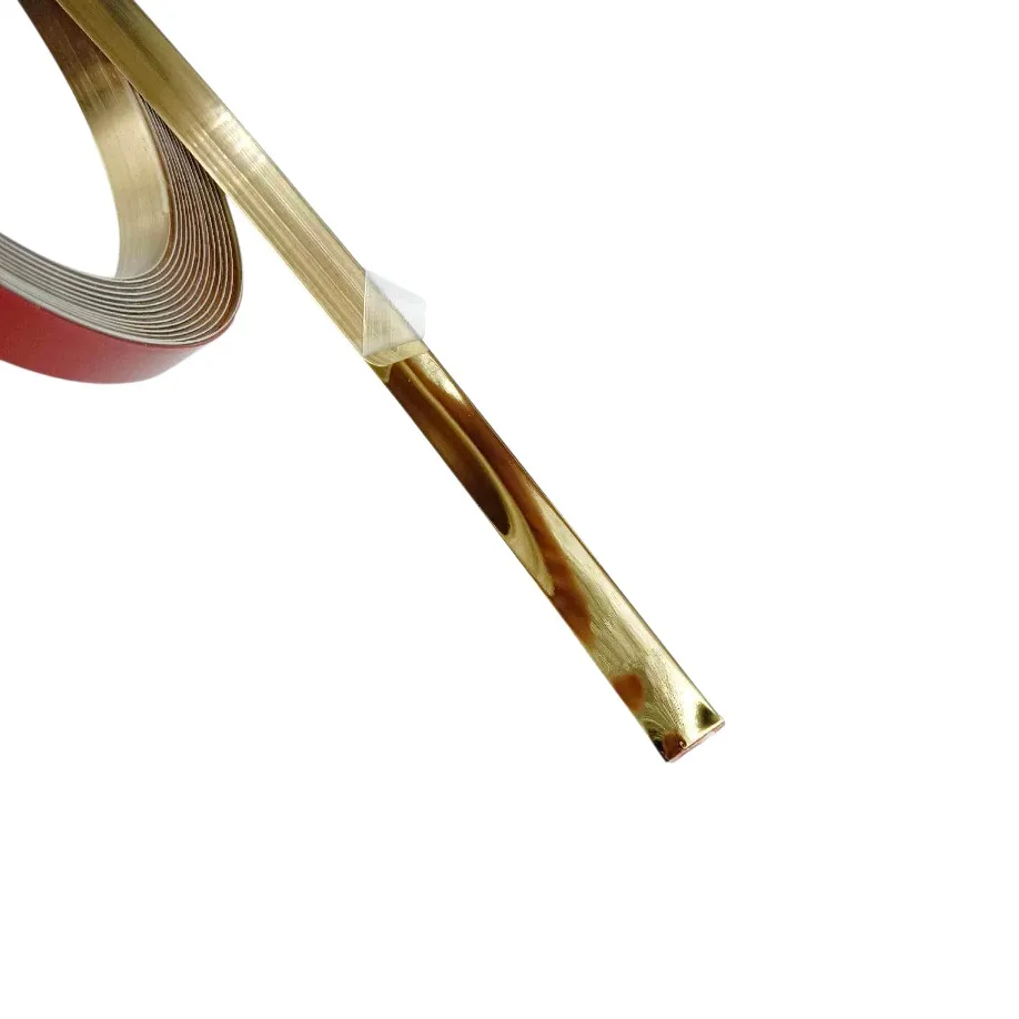 Self adhevise flat strip pvd gold 8mm to 50mm width 5mtr roll (16feet length) flat patti for decoration furniture highlighters (1275)