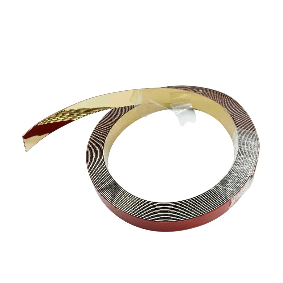 Self adhevise flat strip pvd gold 8mm to 50mm width 5mtr roll (16feet length) flat patti for decoration furniture highlighters (1275)