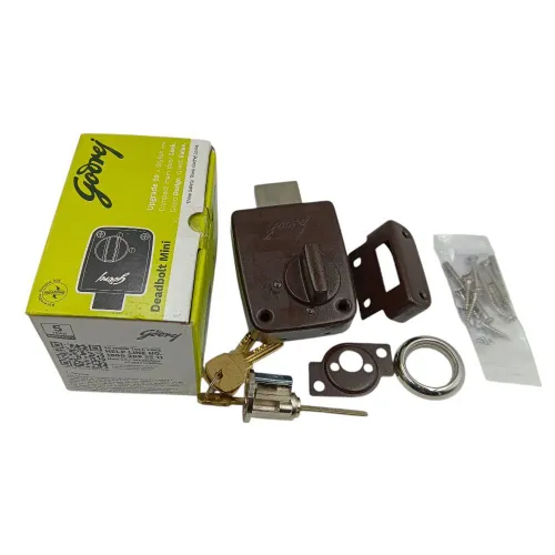 Godrej maindoor lock 7311 mini deadbolt 1ck brown finish 5 years warranty rimlock (2526)