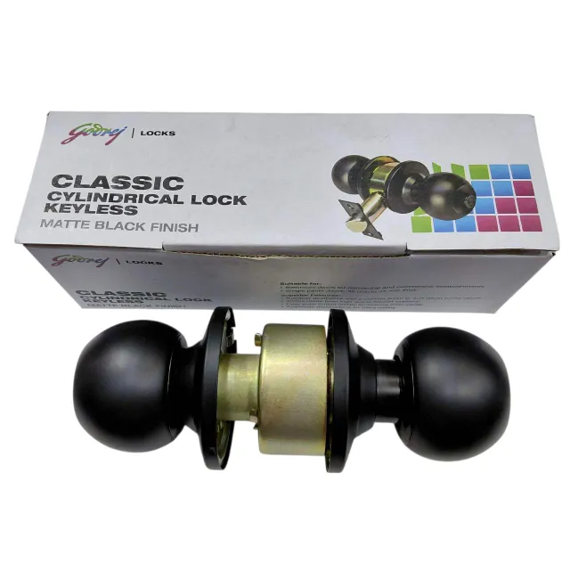 Godrej Cylindrical lock black 5838 for bathroom (without key) 2years warrenty (60mm latch) (2801)