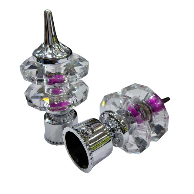 Curtain bracket steel crome finish with double crystal glass diamond model (pack of 2pc bracket only) D-9067 (2819)