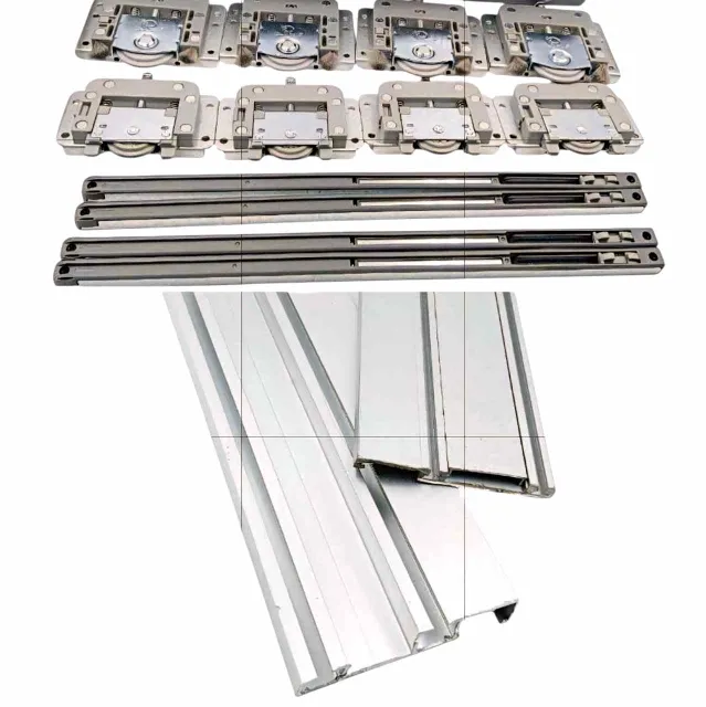 Full set Sliding wardrobe double slim track for 2doors 6,8,12 feet with 8pcs wheel and 4pc soft closer 1 year warrenty (1376)