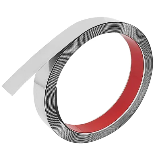 Self Adhesive PVD Steel Finish Flat Strips 8mm to 50mm | 8 Feet length Decorative Patti for Furniture &amp; Interiors (1277)