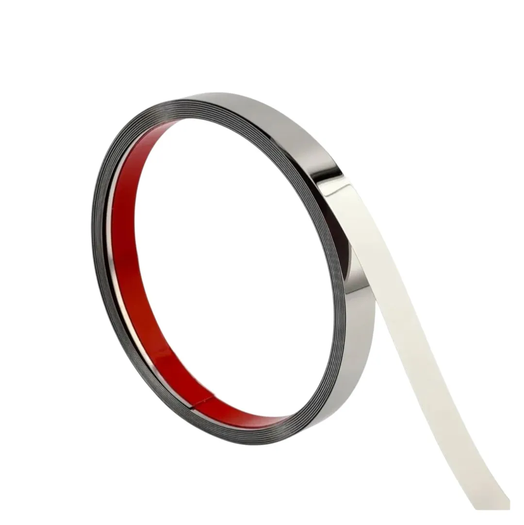 Self Adhesive PVD Steel Finish Flat Strips 8mm to 50mm | 8 Feet length Decorative Patti for Furniture &amp; Interiors (1277)