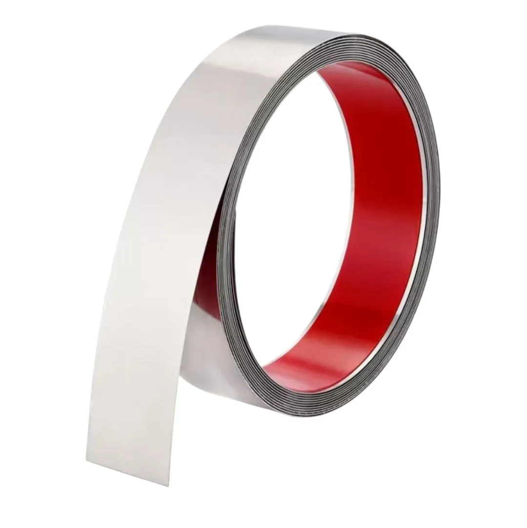 Self Adhesive PVD Steel Finish Flat Strips 8mm to 50mm | 8 Feet length Decorative Patti for Furniture &amp; Interiors (1277)