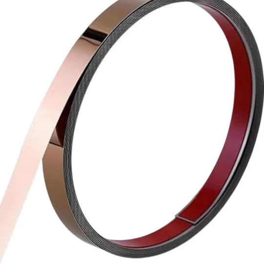 Self Adhesive PVD Rose Gold 2.5mtr Flat Strips 8mm to 50mm | 8 Feet Decorative Patti for Furniture &amp; Interiors(1276)