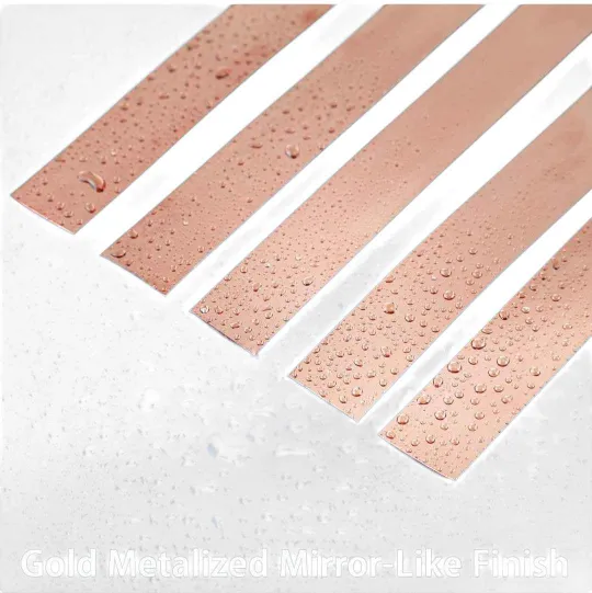 Self Adhesive PVD Rose Gold 2.5mtr Flat Strips 8mm to 50mm | 8 Feet Decorative Patti for Furniture &amp; Interiors(1276)