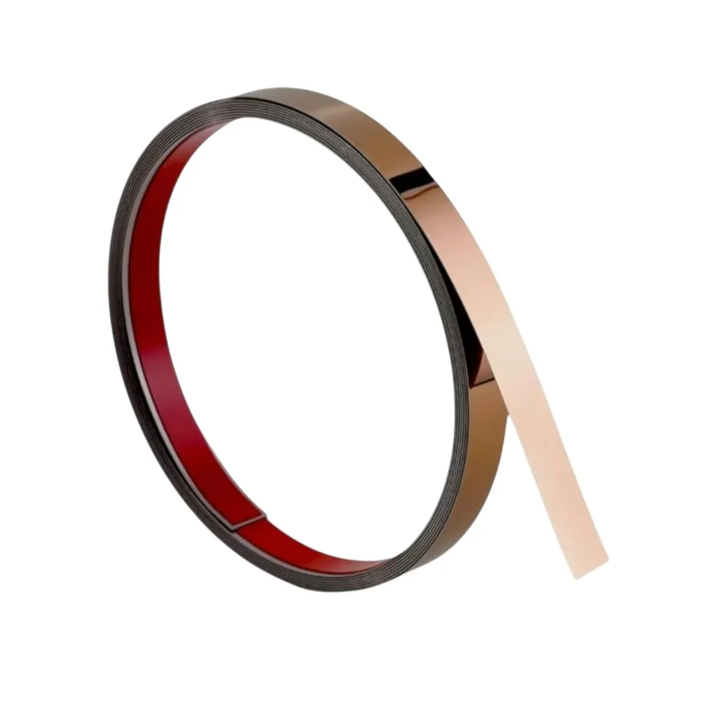 Self Adhesive PVD Rose Gold 2.5mtr Flat Strips 8mm to 50mm | 8 Feet Decorative Patti for Furniture &amp; Interiors(1276)