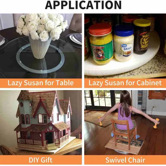 Ebco Turn Table Mechanism 8" &amp; 12" – 360° Heavy-Duty Rotating Base for Glass, Wood, Marble (2270)