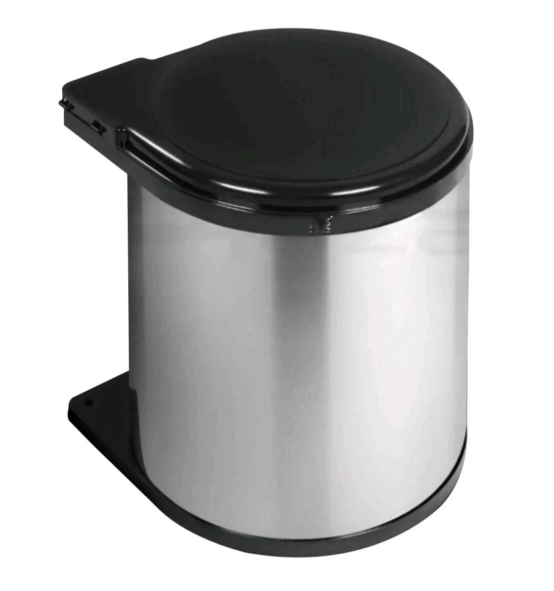 Auto Lid Dustbin 14 Ltr – Stainless Steel and Black Garbage Bin for Modular Kitchen Cabinets(1694)