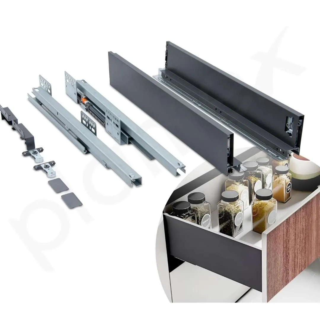 Godrej Slim tandem box drawer for kitchen grey(antharacite)finish 500mm soft close 4",6",8" 10 years warrenty (2037)