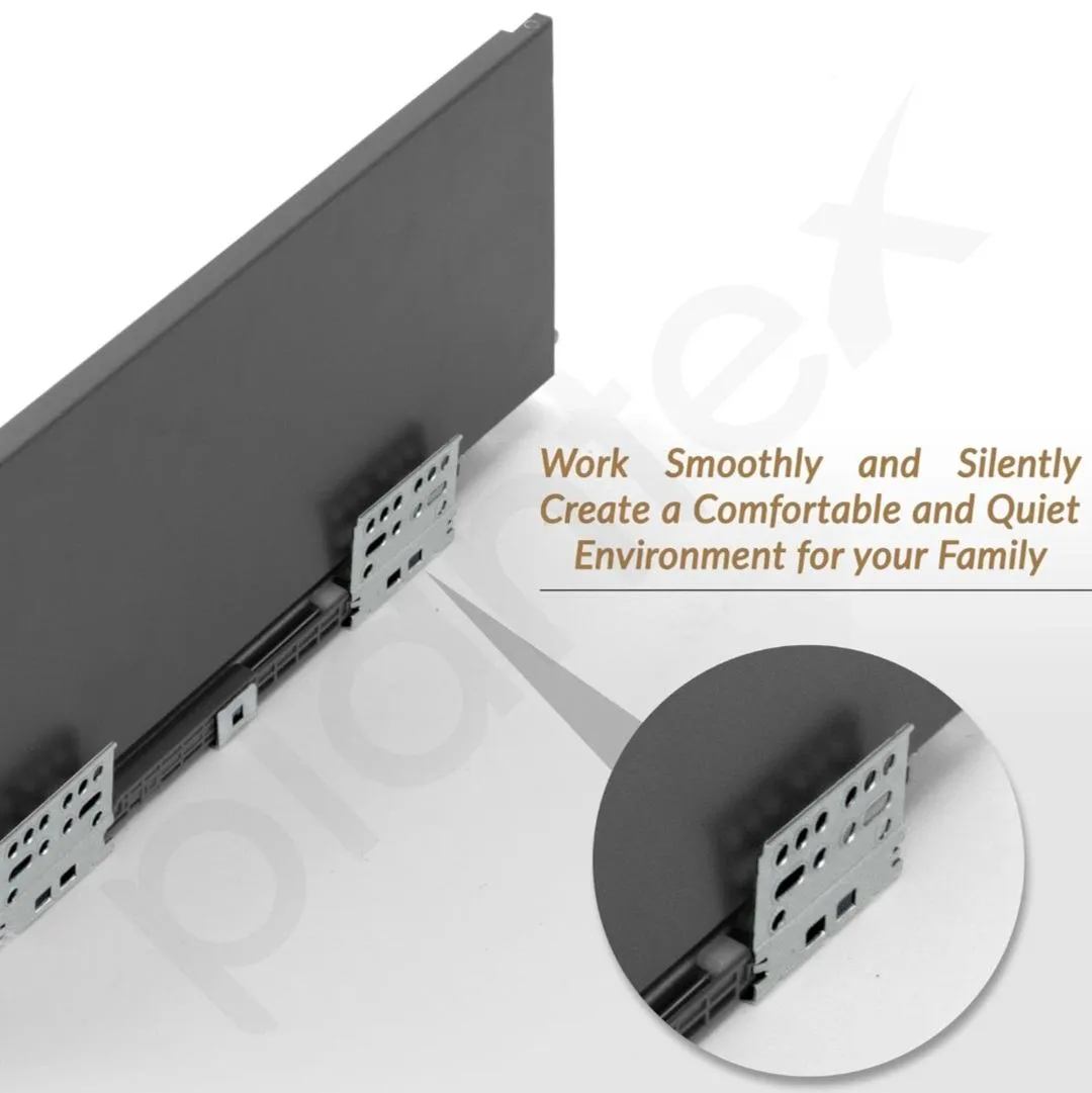 Slim Tandem Box 400mm (16”) Depth Grey Anthracite – Soft Close Kitchen Drawer Box (4", 6", 8") – Premium 5-Year Warranty (1844)