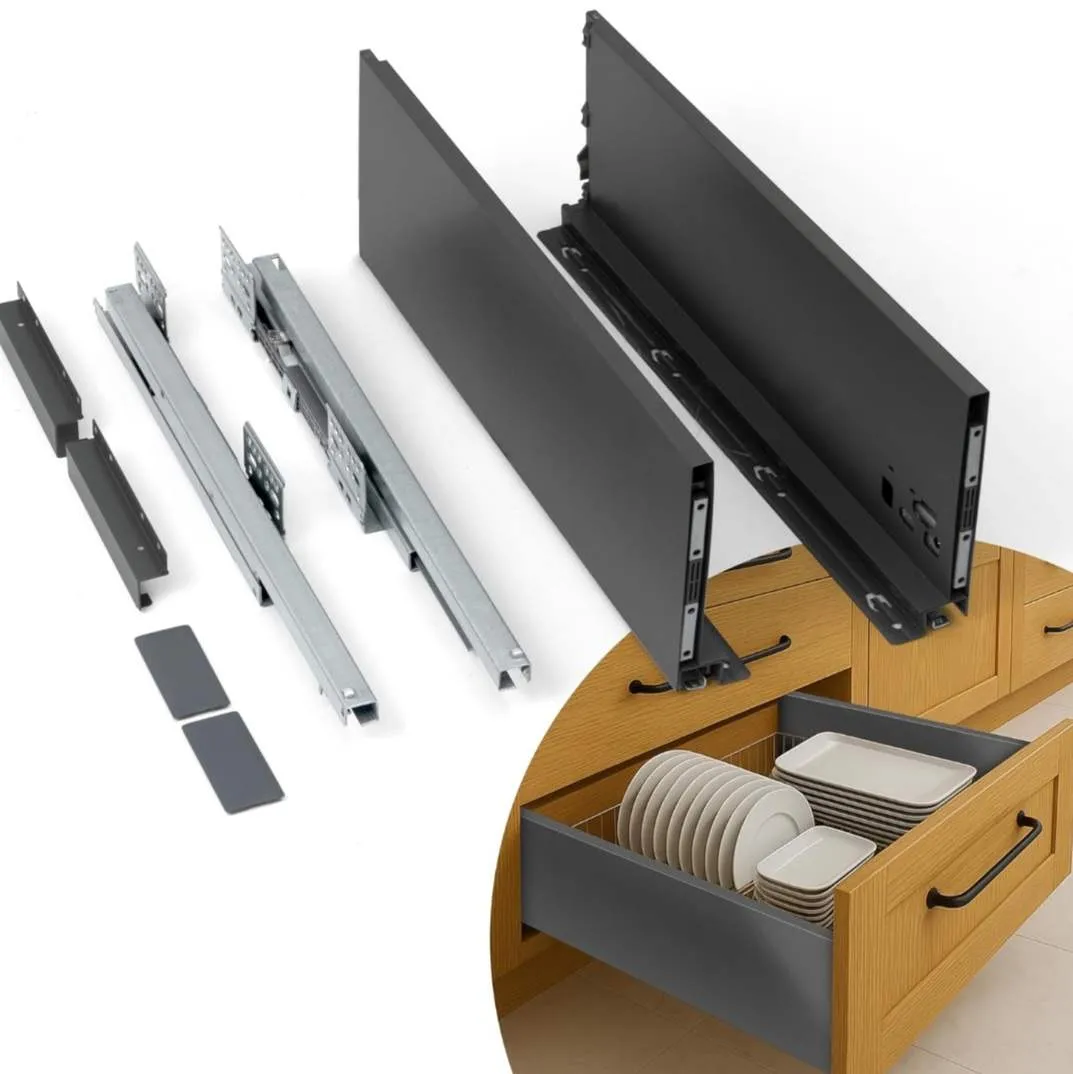 Godrej Slim tandem box drawer for kitchen grey(antharacite)finish 500mm soft close 4",6",8" 10 years warrenty (2037)