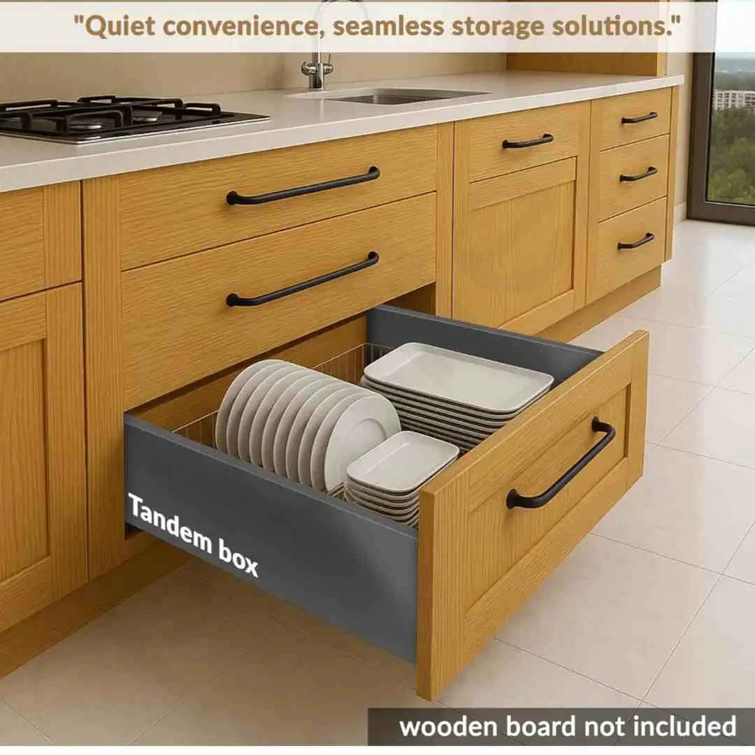 Godrej Slim tandem box drawer for kitchen grey(antharacite)finish 500mm soft close 4",6",8" 10 years warrenty (2037)