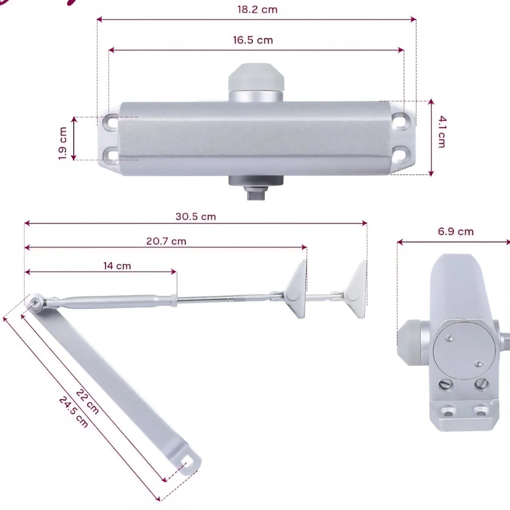 Godrej door closer 5285 cerus 85kg capacity 3years warrenty universal door closer silver finish (1025)