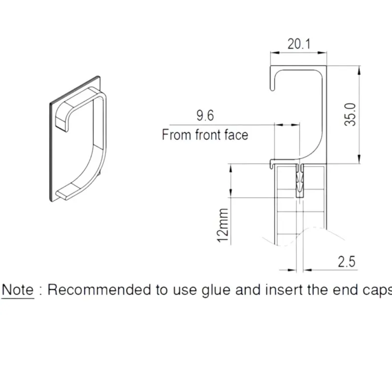 G Profile Handle Safety End Cap Set of 2pcs – PVC Caps for G Handles 35mm | Black, Rose Gold, Gold, CP Chrome, Grey Finishes (1018)