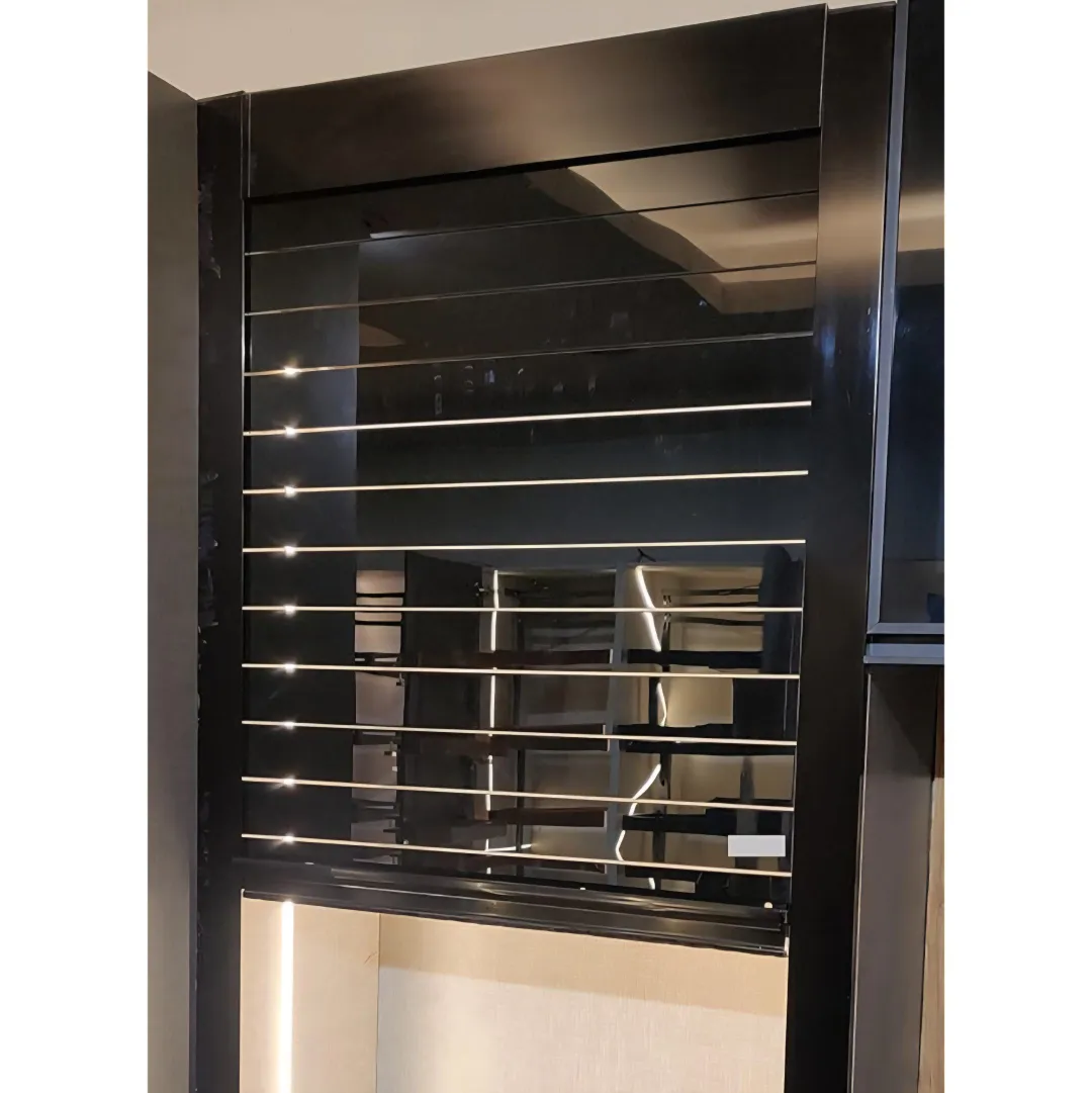Glass Rolling Shutter For Kitchen Cabinet Black Width-600mm height-1320mm aluminium frame 5 years mechanism warrenty (2943)