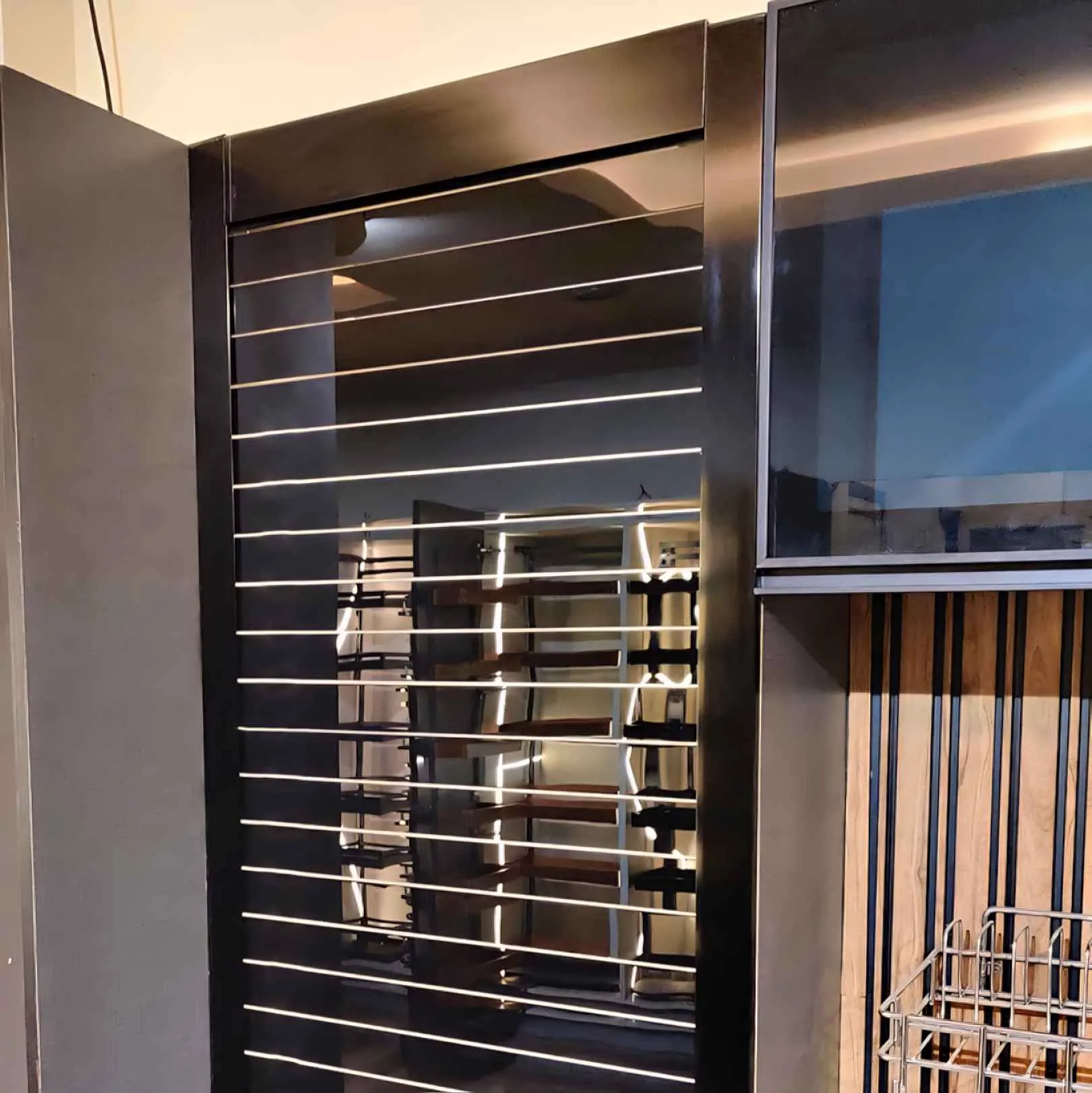 Glass Rolling Shutter For Kitchen Cabinet Black Width-600mm height-1320mm aluminium frame 5 years mechanism warrenty (2943)