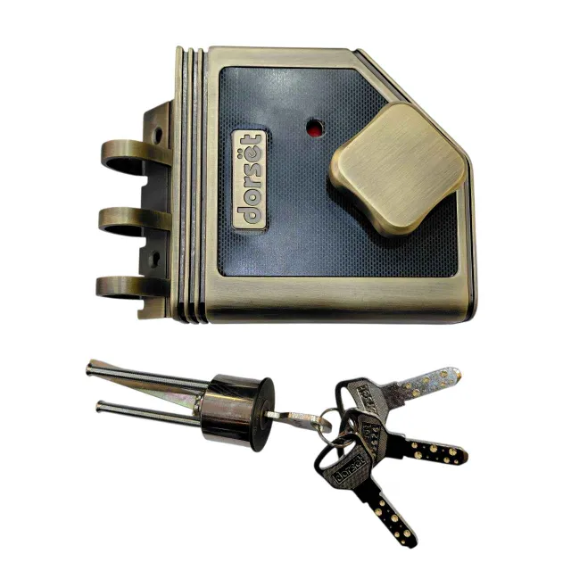Dorset Main Door Lock for Double Door Antique XENA 202PT | Rimlock | bolt X | 3 Vertibolt 15 year warranty(2954)