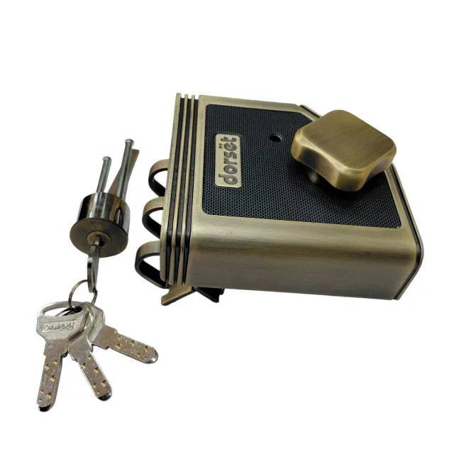 Dorset Main Door Lock for Double Door Antique XENA 202PT | Rimlock | bolt X | 3 Vertibolt 15 year warranty(2954)
